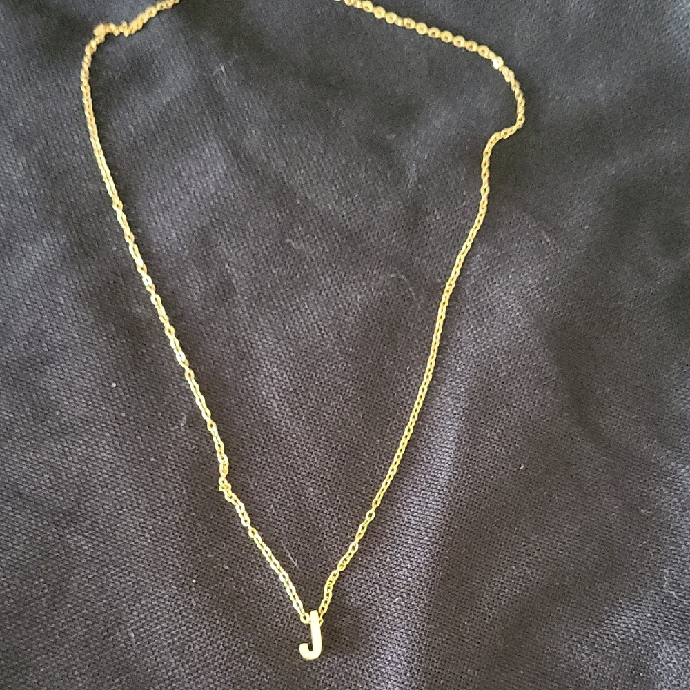 Gold Initial "J"  Necklace
